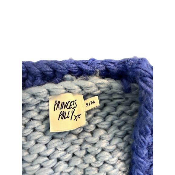 Womens Princess Polly Lester Blue Violet Chunky Knit Cardigan Sweater S/M - Picture 3 of 5
